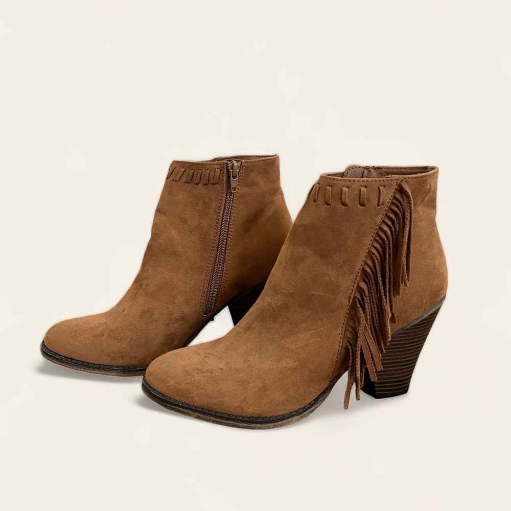 MIA Suede Fringe Ankle Booties